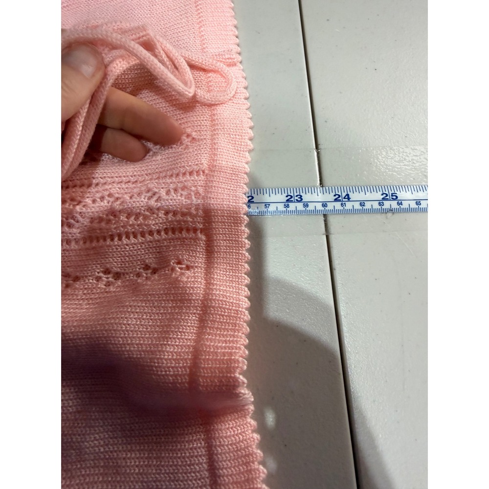 Beewear Cardigan Sweater Womens M Pink Vintage 70s Pointelle Coquette Ballet - Picture 8 of 9